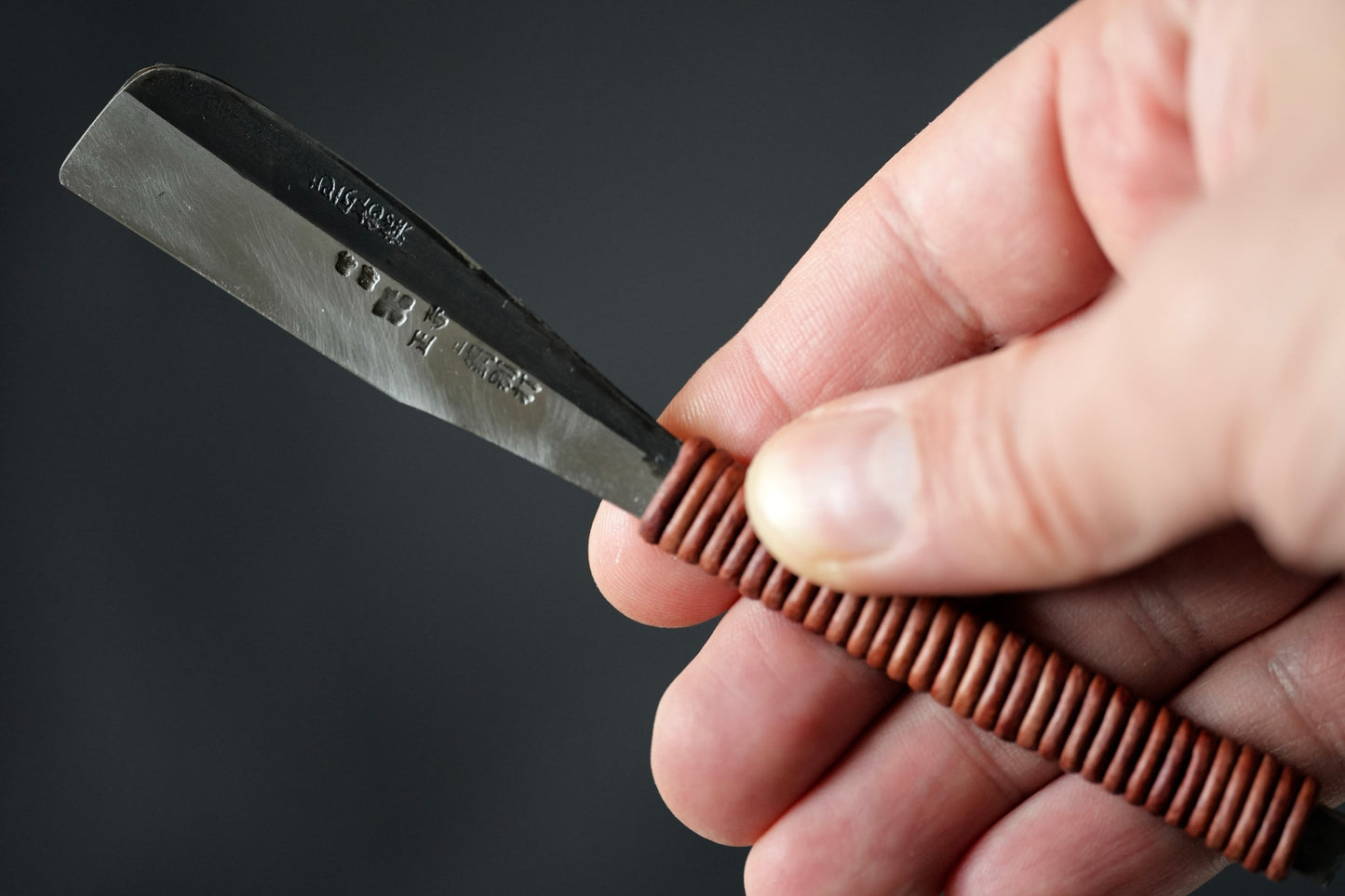 Teramasa (寺正) Real Tamahagane Kamisori, Restored Vintage Japanese Straight Razor, Leather Handle Wrapping, Handmade Hinoki Wood Box