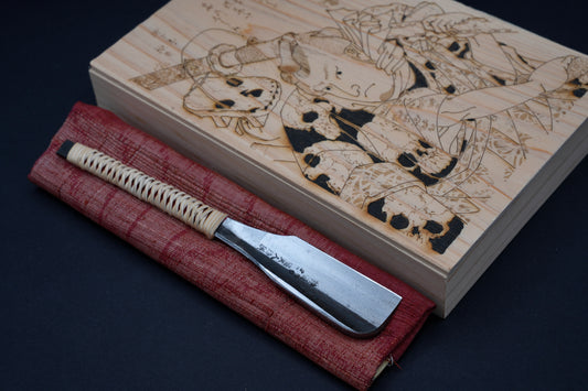 Hoshitennin・星天人・Kamisori ・Restored Vintage Japanese Straight Razor・ Tamahagane・Handmade Hinoki Wood Box