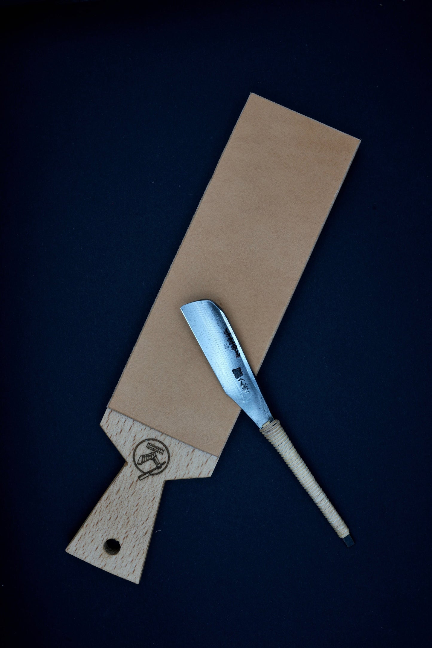 Handcrafted Leather Strop for sharpening Straight Razors and Knives.