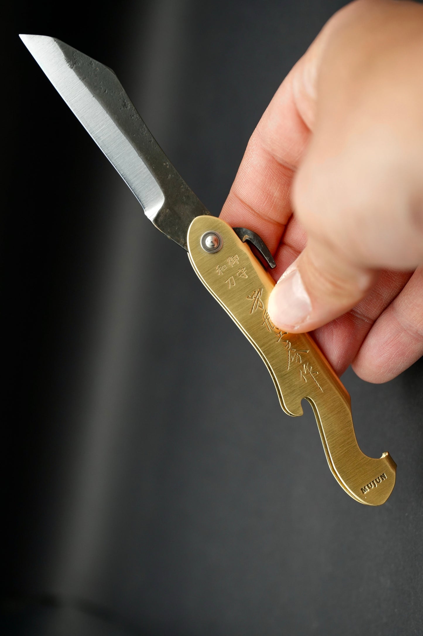 Mujun - Fuji Taschenmesser - Japanisches Klappmesser - Higonokami mit Holzbox