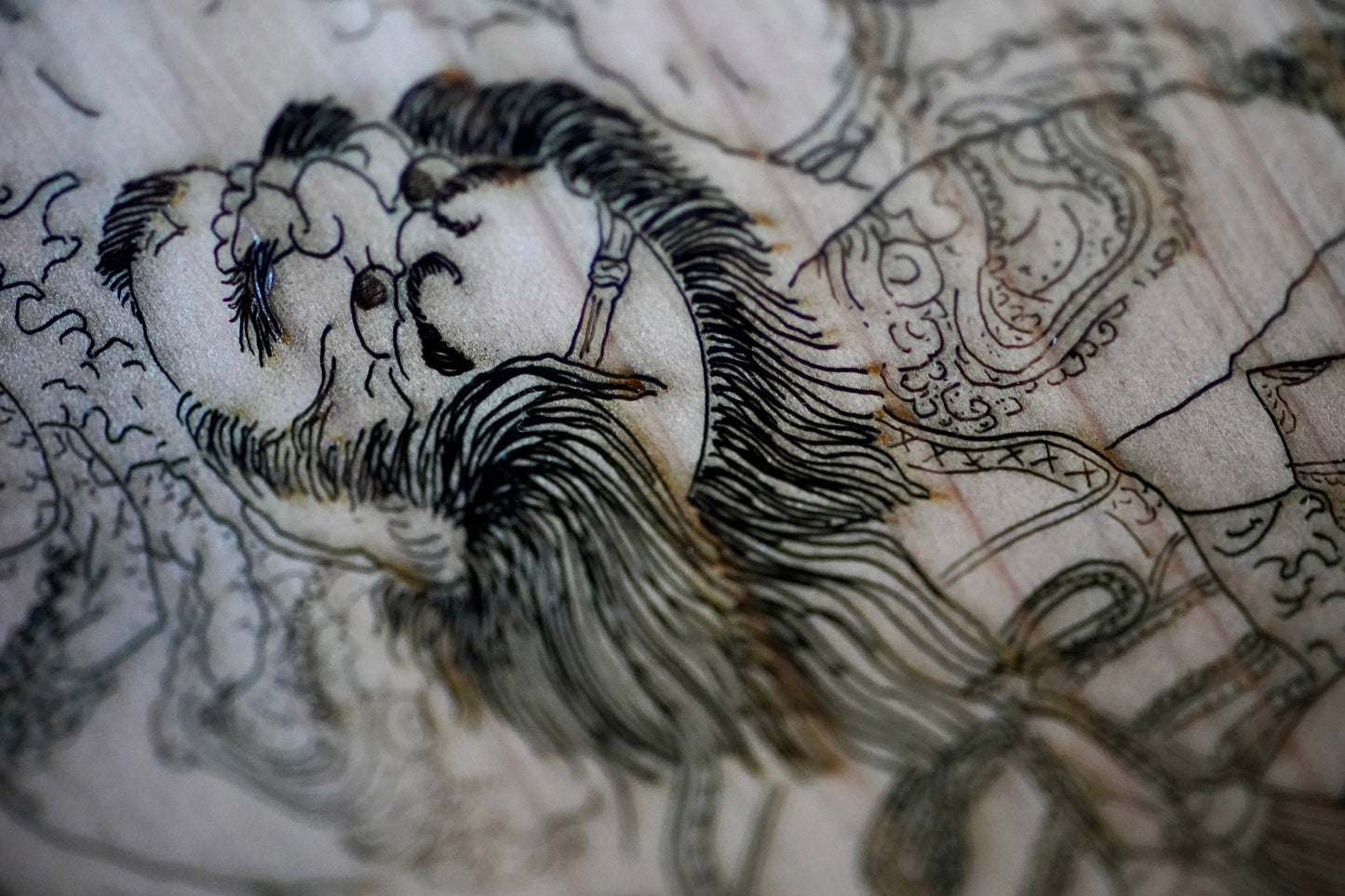 Satomura 里村 Real Tamahagane Kamisori, Restored Vintage Japanese Straight Razor, Leather/ Linnen Handle Wrapping, Handmade Wooden Sugi Box