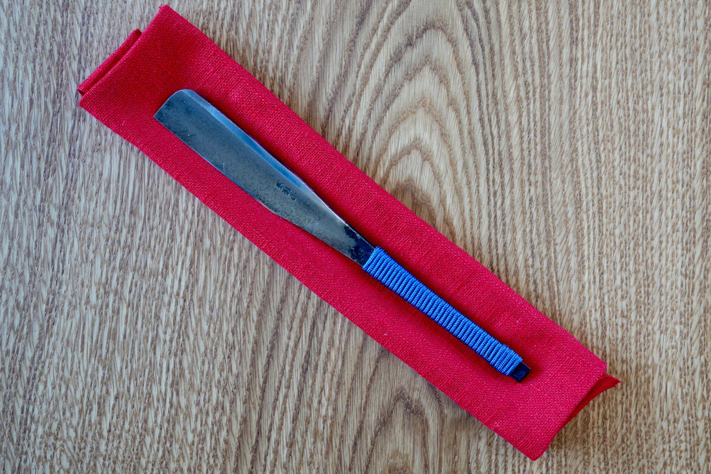 Honuyama・本羽山・Vintage Japanese Straight Razor Kamisori with Silk  Thread Handle Wrapping and Handmade Hinoki Wood Box