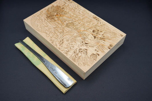 Rare Iwasaki Tamahagane Kamisori・岩崎・Restored Vintage Japanese Straight Razor,  Handmade Big Hinoki Box