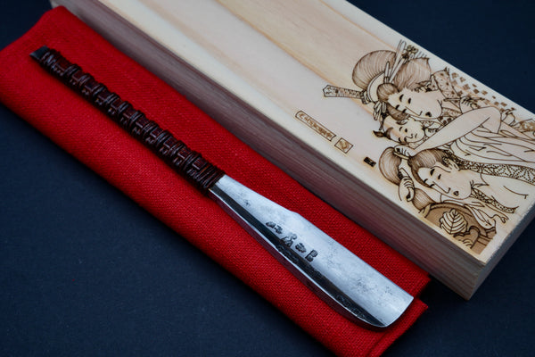 Unknown Maker・Kamisori・Restored Vintage Straight Razor・ Kamisori Handmade Hinoki Wood Box