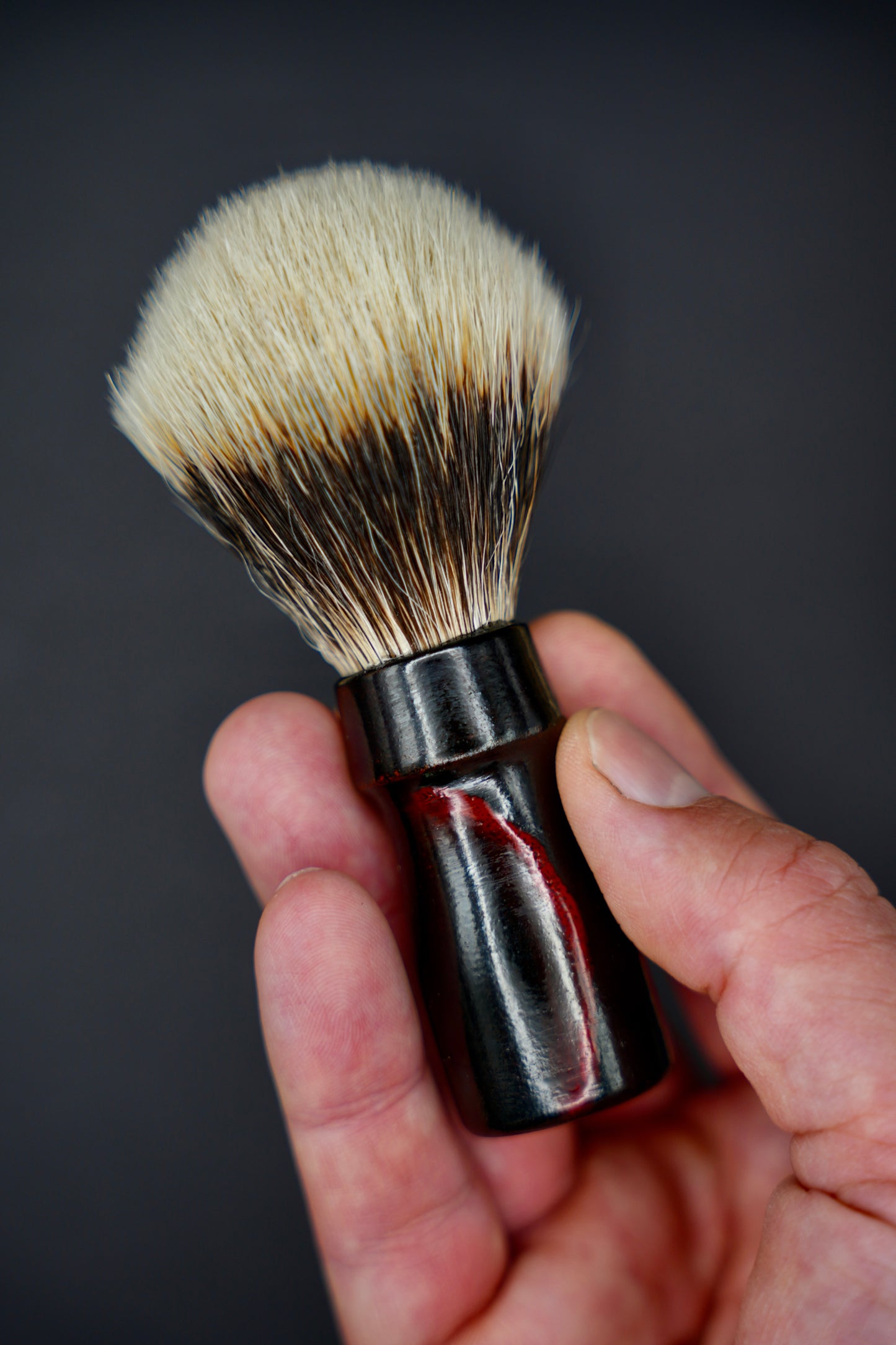 Urushi Shaving Brush "Akai Kawa" with Cherry Wood Handle & Manchurian Badger- Paulownia Box