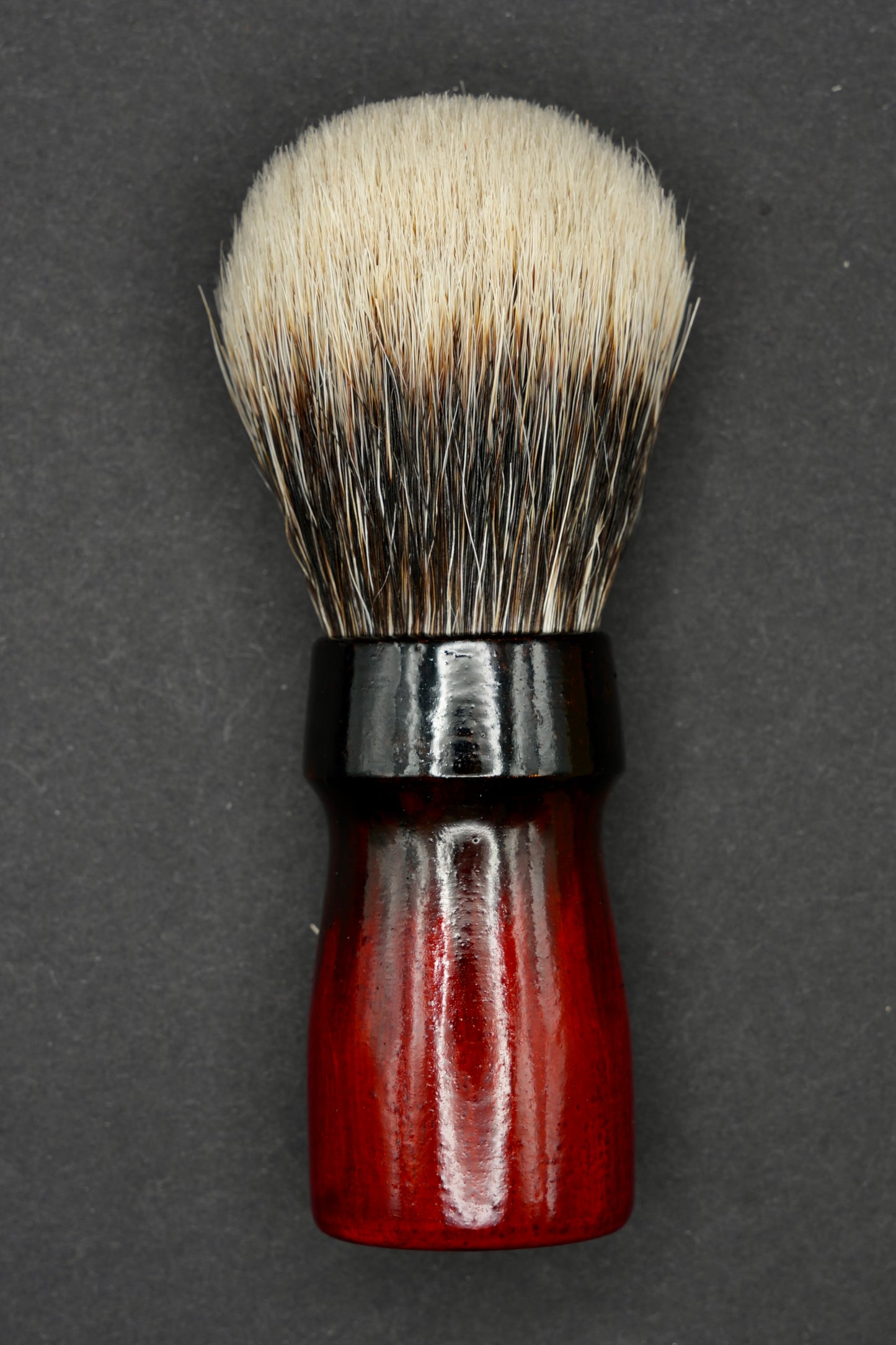 Urushi Shaving Brush "Blood Throne" with Cherry Wood Handle & Manchurian Badger Bristles - Paulownia Box