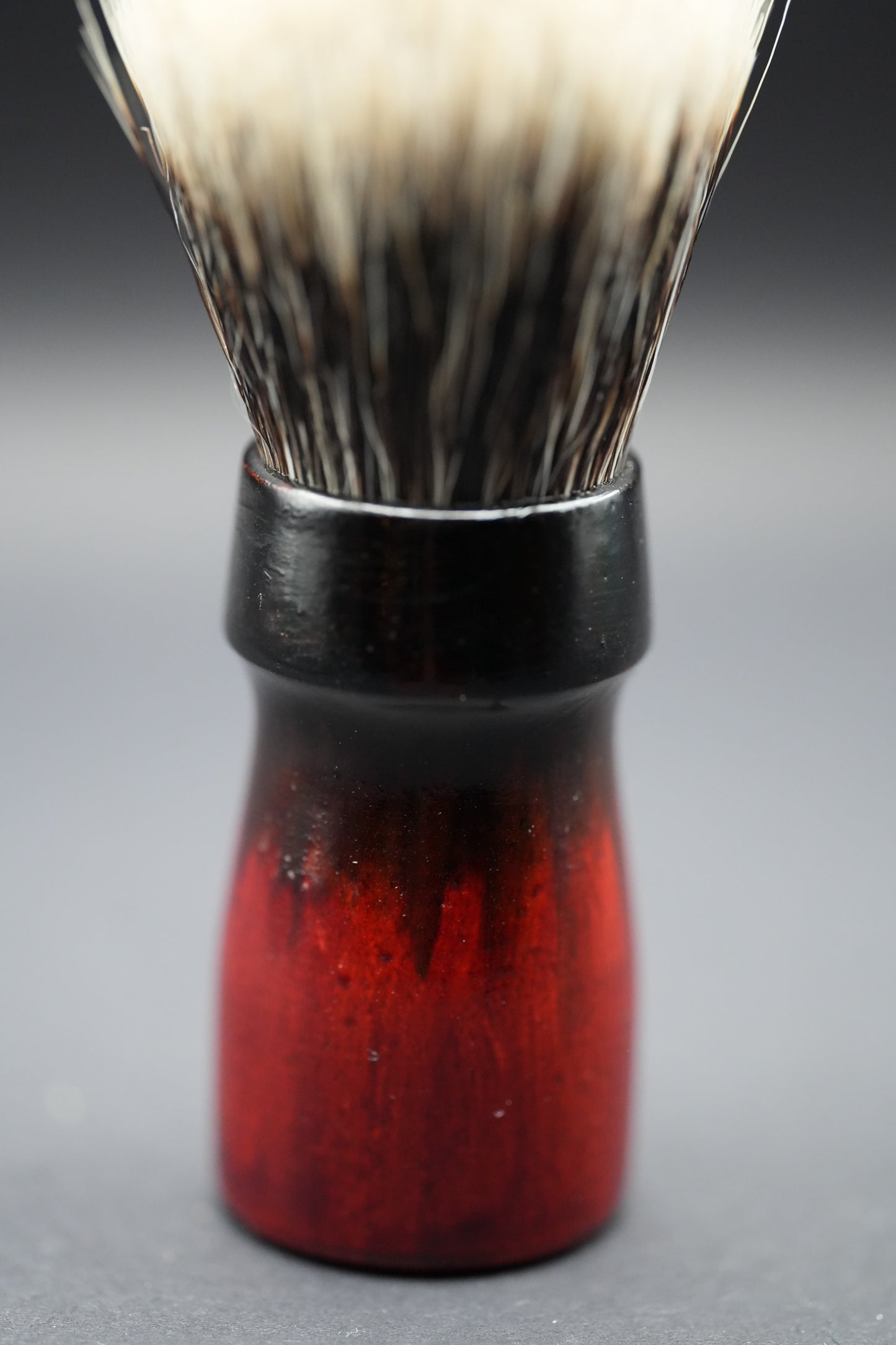 Urushi Shaving Brush "Blood Throne" with Cherry Wood Handle & Manchurian Badger Bristles - Paulownia Box