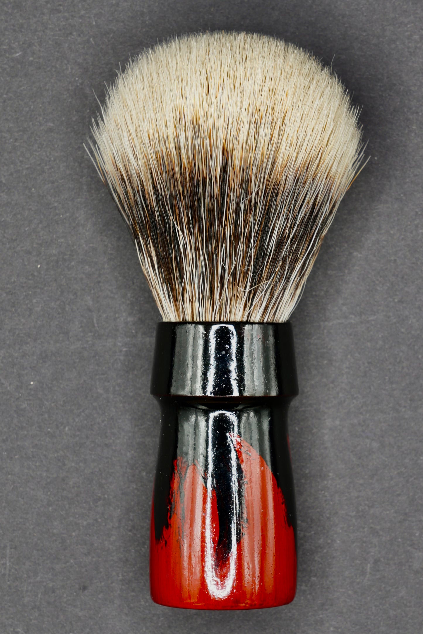Urushi Shaving Brush "Burning Night" with Cherry Wood Handle & Manchurian Badger Bristles - Paulownia Box