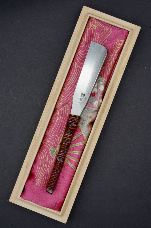 Morinobu・盛信・ Rasoir droit japonais vintage ・ Kamisori avec boîte en Paulownia