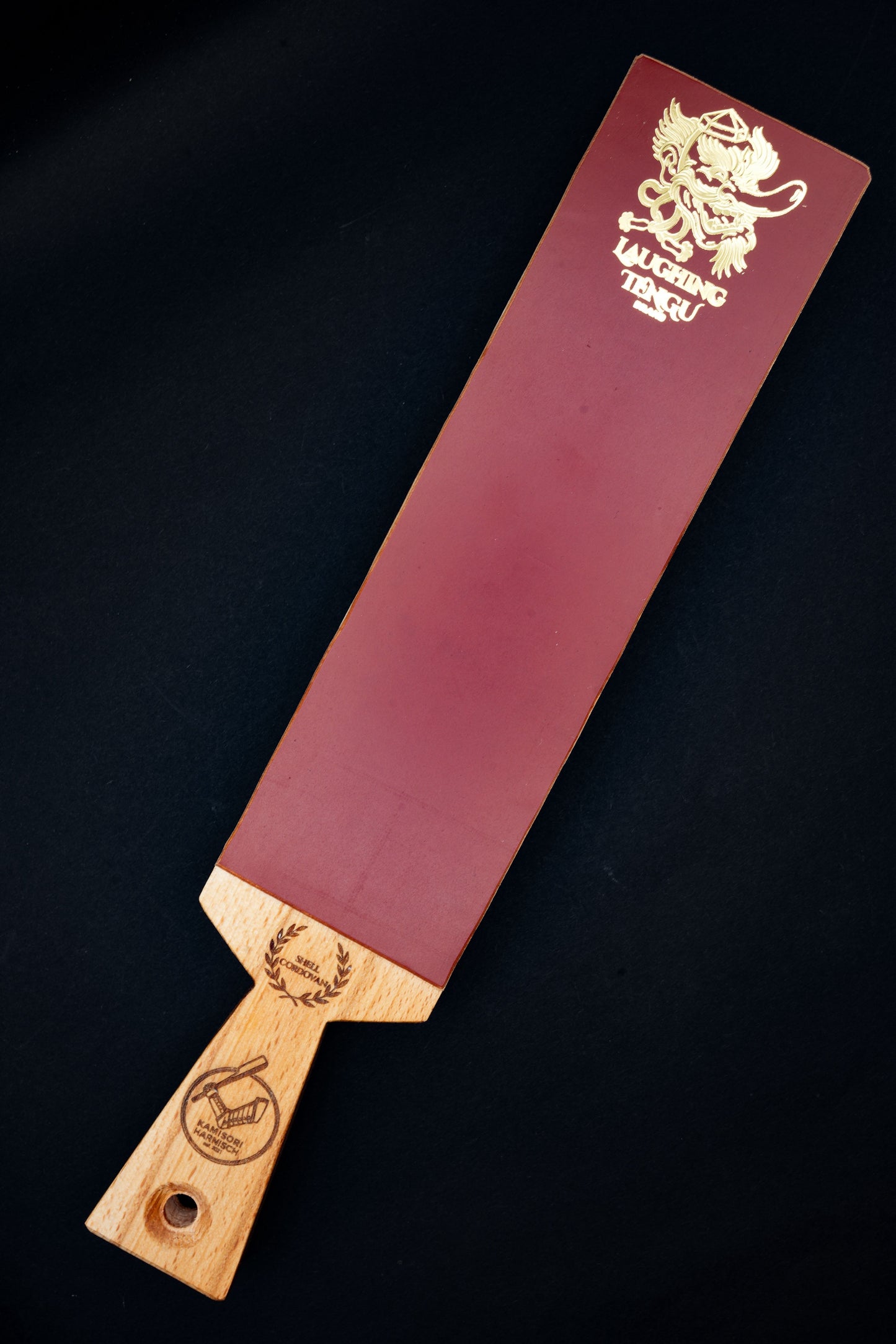 Cuir à aiguiser Shell Cordovan - Tengu rieur - Fabriqué à la main. 300 x 60