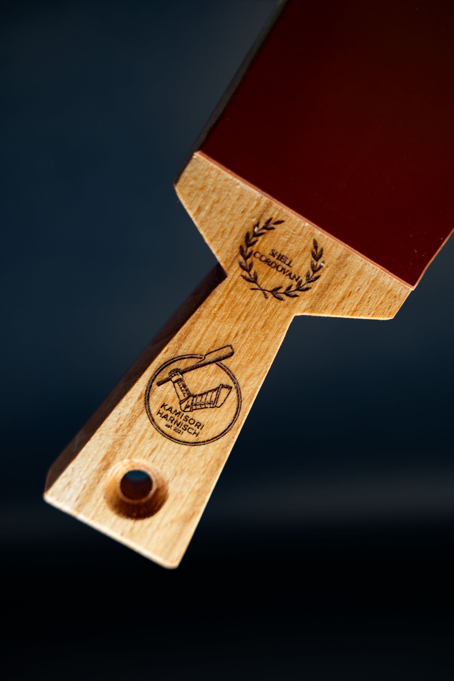 Cuir à aiguiser Shell Cordovan - Tengu rieur - Fabriqué à la main. 300 x 60