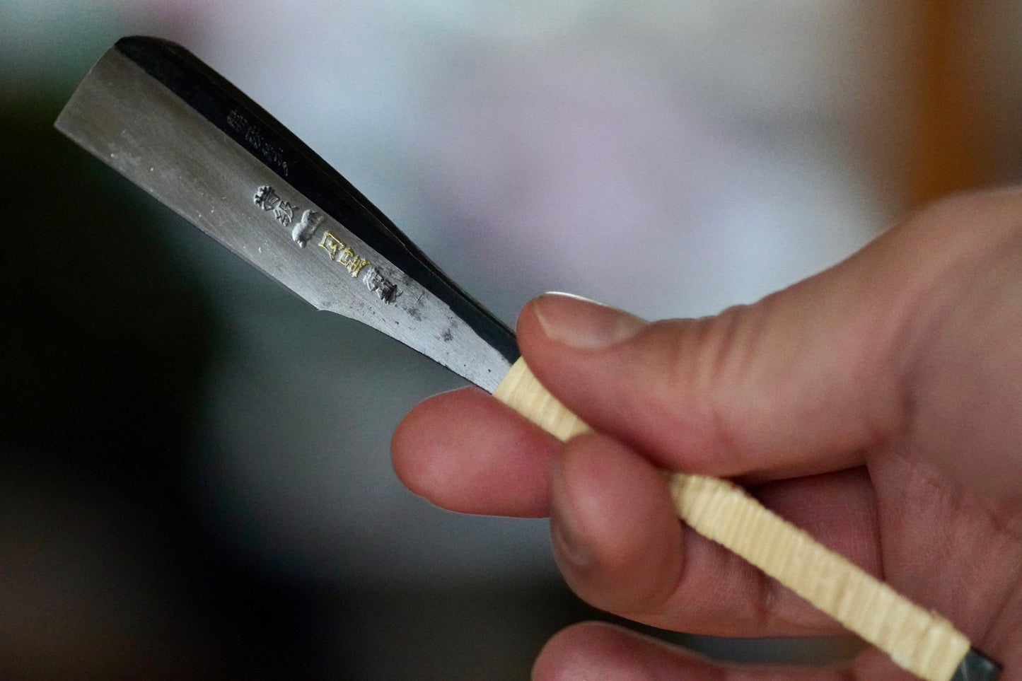 Tsukiboshi 月星 Kamisori, Golden Kanji, Restored Vintage Japanese Straight Razor, Rattan Handle Wrapping and Handmade Hinoki Wooden Box.